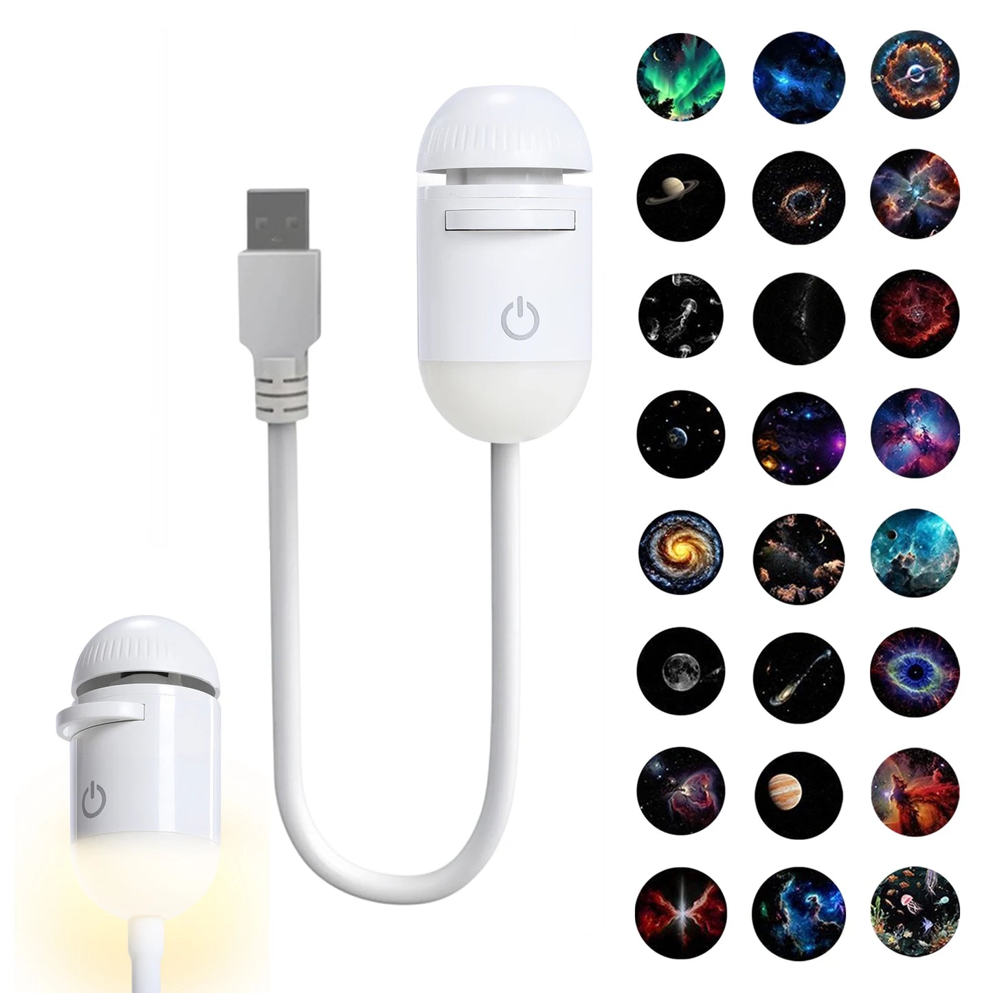 Mini Galaxy Star Projector Night Light Nebula Ceiling LED Lamp USB Star Night Light Starry Sky Ambient Lamp for Bedroom Party and More (24 Projector Films)
