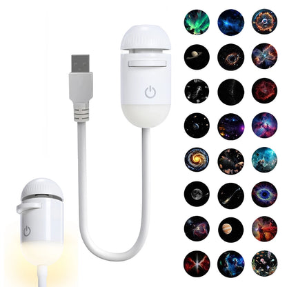Mini Galaxy Star Projector Night Light Nebula Ceiling LED Lamp USB Star Night Light Starry Sky Ambient Lamp for Bedroom Party and More (24 Projector Films)