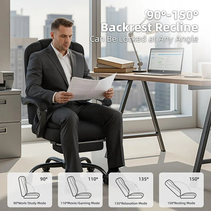 Office Chair, Big and Tall Fabric Gaming Chair with Footrest, Executive Comfortable Computer Desk Chairs, 360°, Customized