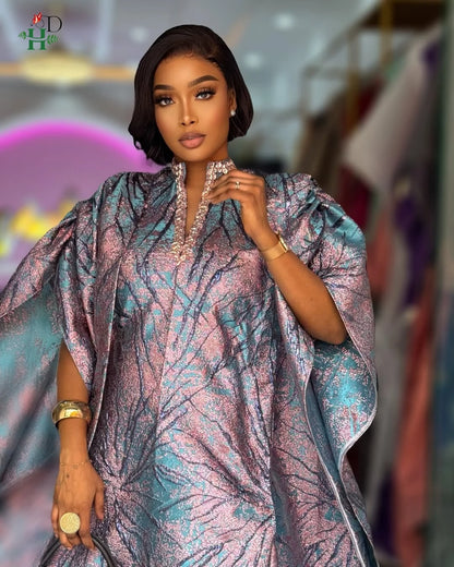 2025 New African Clothes For Women Kaftan Dress Fashion Party Dress Vintage Summer Gown Casual Vestidos Muslim Robe BouBou