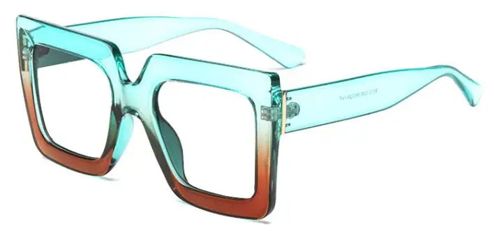 Farsightedness Glasses Transparent Computer Anti Blue Light Reading Glasses Men Women Two Tone Big Square Eyeglasses Frame Retro