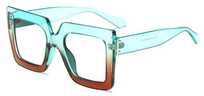 Farsightedness Glasses Transparent Computer Anti Blue Light Reading Glasses Men Women Two Tone Big Square Eyeglasses Frame Retro