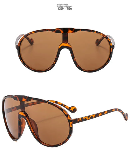 Trend Oversized Pilot Sunglasses Women Luxury Brand Designer Big Frame Cycling Sun Glasses Men Punk One Piece Len Black Yellow