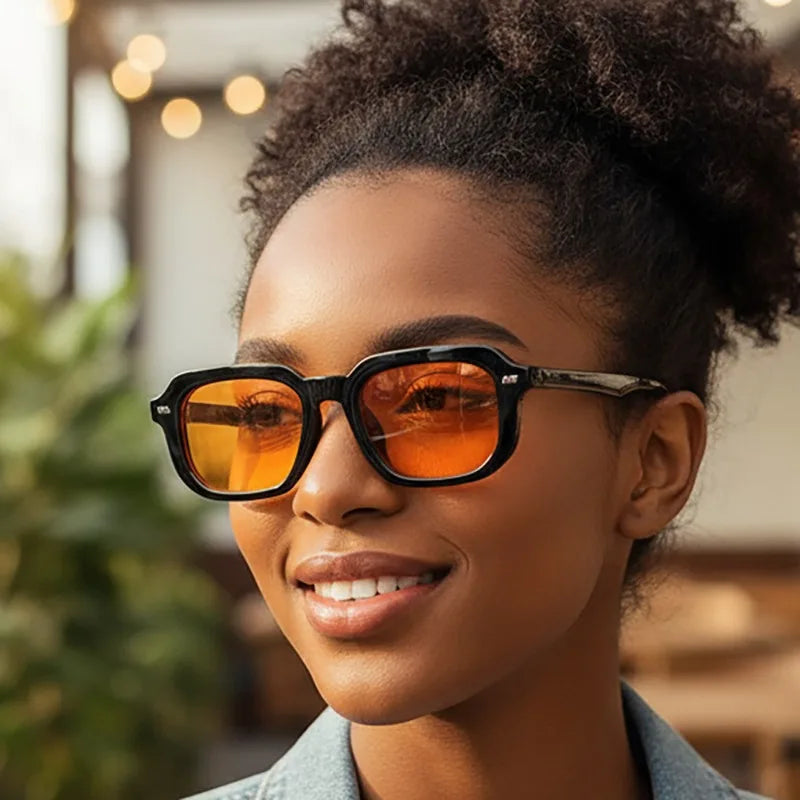Small Square Eyewear Computer Glasses Frame Women Men Anti Blue Light Blocking Sunglasses Outdoor Zero-power Spectacle Eyeglass