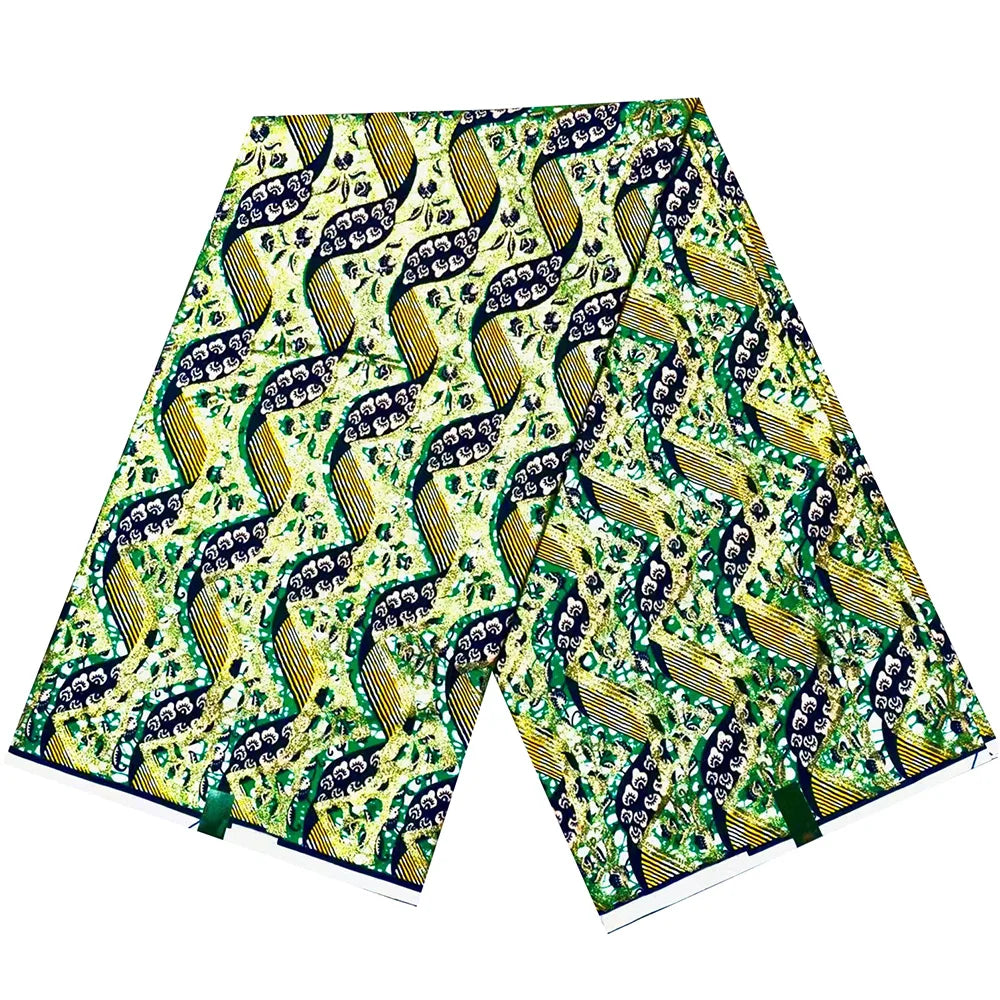 African Wax Prints Fabric Golden Wax Fabric High Quality Ankara Fabric for Party Dress New Grand Super 100% Cotton Y15, 6Yards