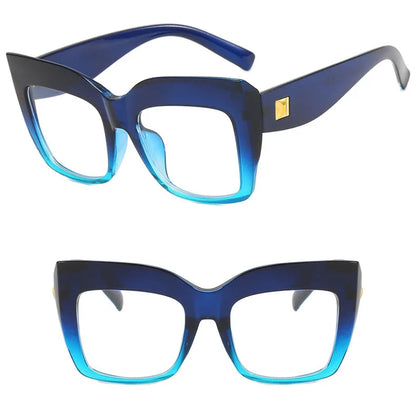 Square Anti Blue Light Reading Glasses Optical Lenses Prescription Glasses Frame Women Large Frame Cat Eye Presbyopic Glasses