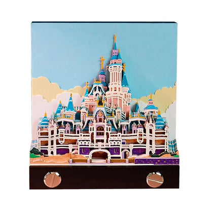 3D Castle Paper Sculpture Desk Calendar Meopad Magic Castle Memo Pad Tear-Away Notepad DIY Craft Gifts for Home Office School