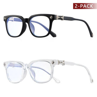 Classic 2Pcs Square Anti Blue Light Glasses For Men And Women Black & Transparent Frame Unisex Computer Wearing Women Glasses