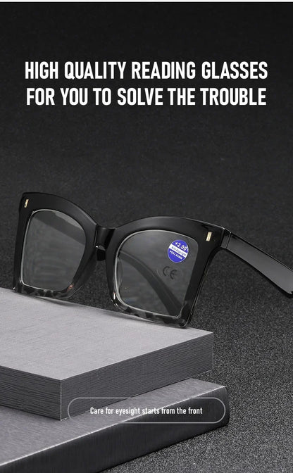 2025 New Style Reading Glasses for Women Fashion Men Oversized Square Prescription Glasses Large Frame Anti-blue Presbyopia
