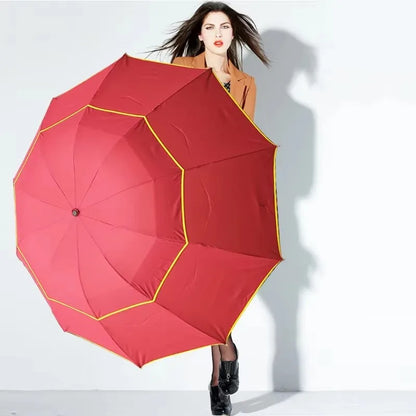 Double Strong Wind Resistant Umbrella Rain Women Large Folding Non-automatic Umbrellas Men Family Travel Business Paraguas