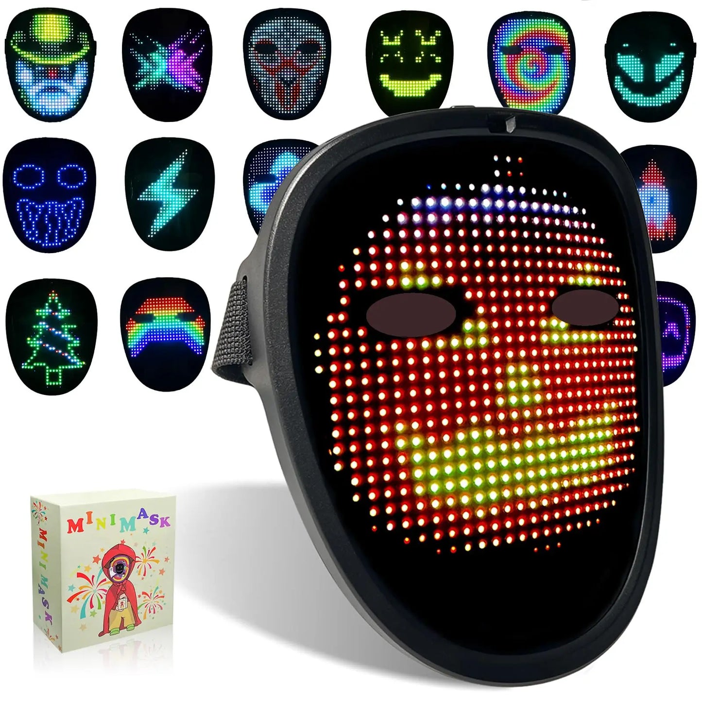 Kids LED Mask with Gesture Sensing, Children Light up Mask for Halloween Christmas Costume Cosplay Birthday Parties Party