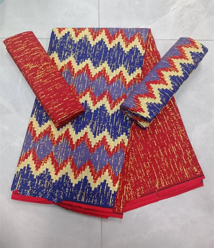KENTE 4+2YARD 2024 Latest Design 6 Yards/lot African Fabric Gold Powder Ankara 100% Cotton Farbic For Sewing Wax Print Fabric