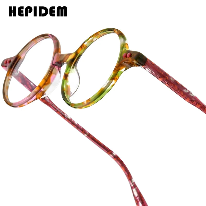 FONEX HEPIDEM Acetate Eyeglasses Frame Men 2025 New Small Round Brand Design Glasses Women Retro Vintage Eyewear Spectacles 9341