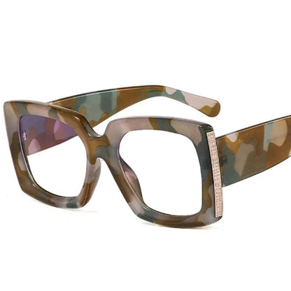 Retro Oversized Reading Glasses Women Men Luxury Brand Green Flower Square Computer Glasses Anti Blue Light Elderly Eyeglasses