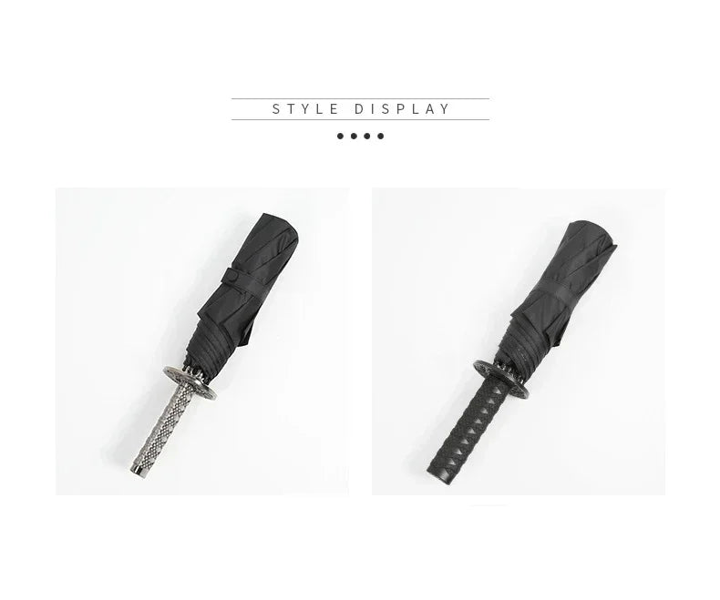 Folding Ninja Sword Umbrella Windproof UV Block Parasol Demon Slayer Real Japanese Katana Samurai Sabre Umbrella Black Parasol