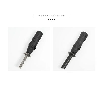 Folding Ninja Sword Umbrella Windproof UV Block Parasol Demon Slayer Real Japanese Katana Samurai Sabre Umbrella Black Parasol