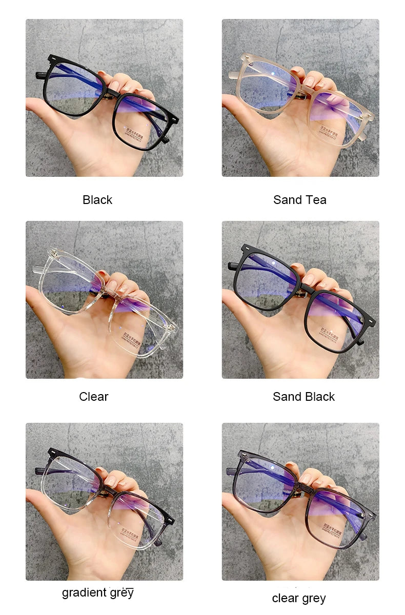 Square Transparent Men's Reading Glasses Vintage Frames Computer Blue Light Blocking TR90 Male Presbyopic Eyeglasses Leesbril +2