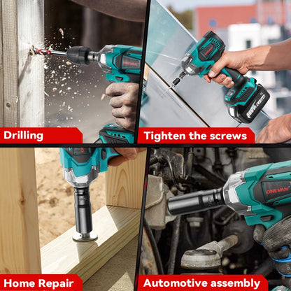 ONEVAN 1200N.M Brushless Electric Impact Wrench 3 Funtion 1/2" Cordless Portable Screwdriver Drill Tools For Makita Battery Pin