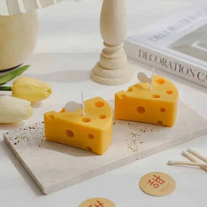 Cheese Shaped Scented Candles Yellow Cake Aromatherapy Candle Relaxing Birthday Gift Home Decoration Bedroom Ornament