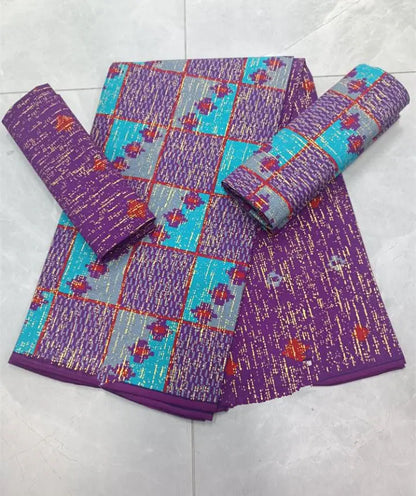 KENTE 4+2YARD 2024 Latest Design 6 Yards/lot African Fabric Gold Powder Ankara 100% Cotton Farbic For Sewing Wax Print Fabric