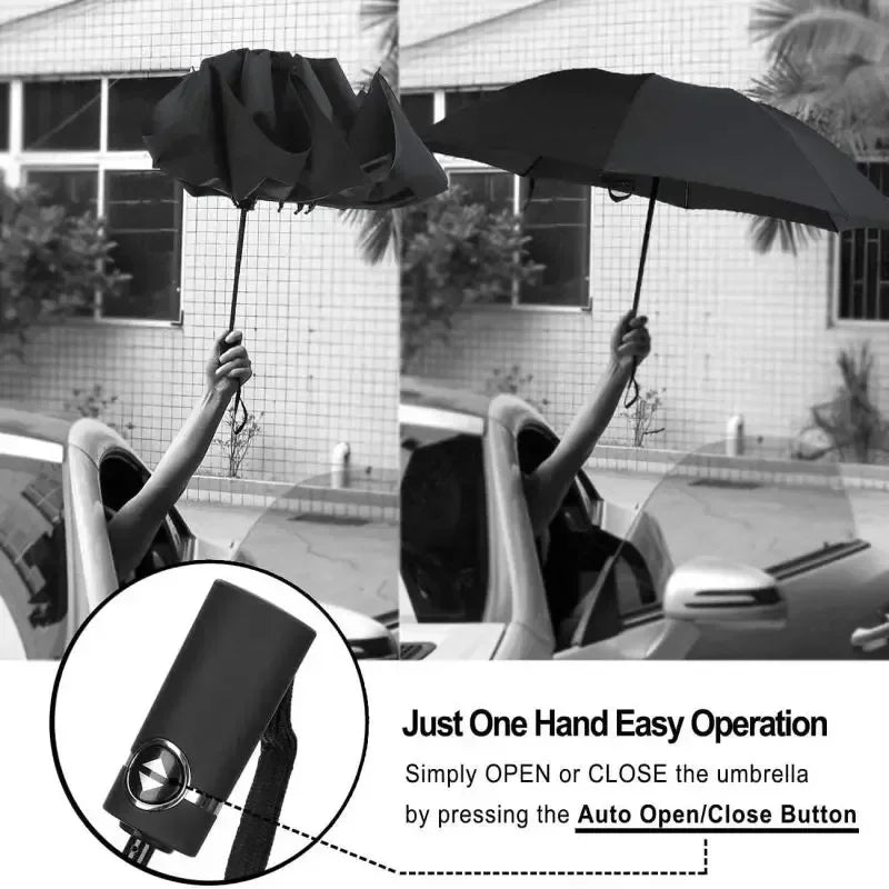 20 Bones Fully Automatic Reverse Folding Umbrella with Windproof Reflective Stripe UV Umbrellas