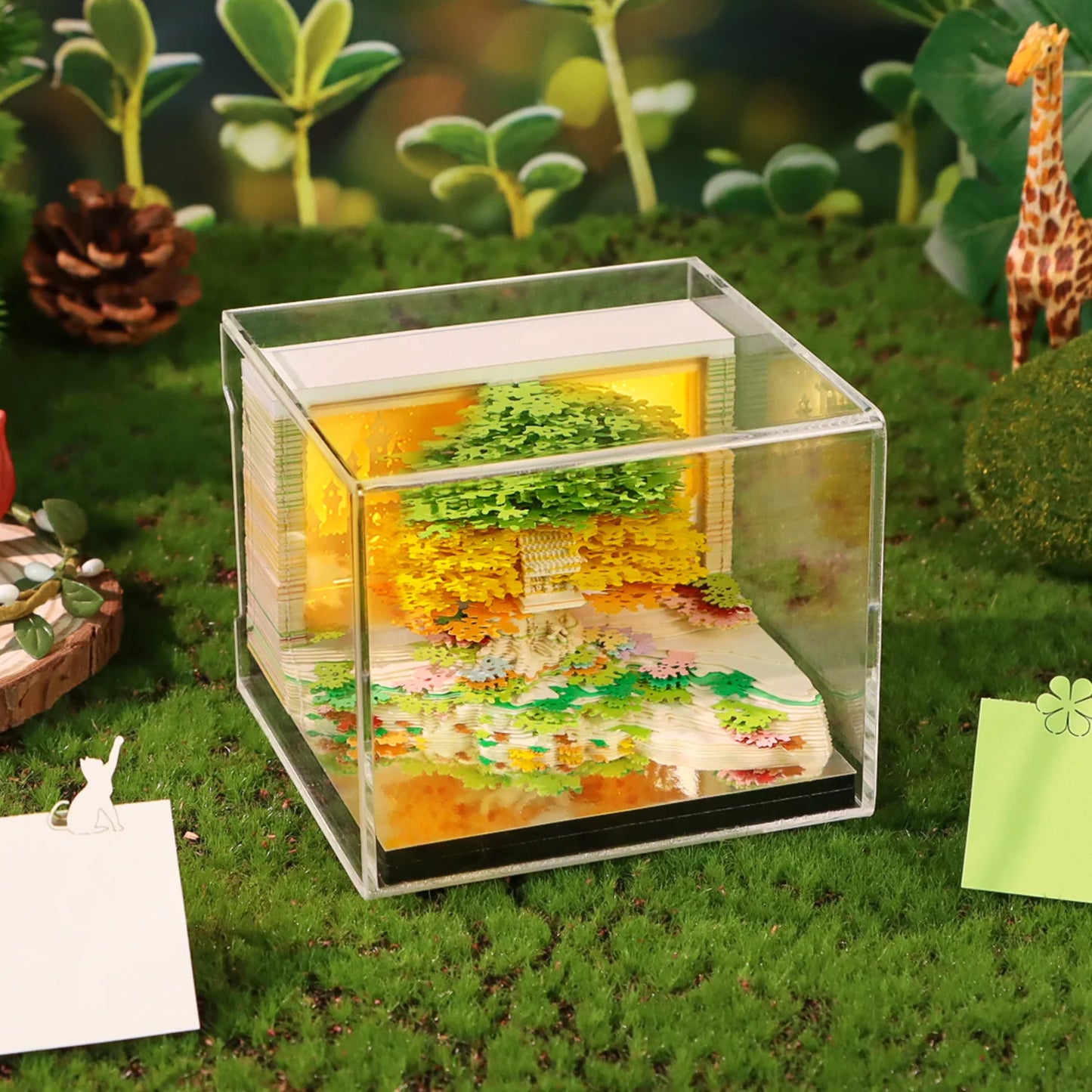 2026 3D Calendar Memo Pad Led Time Piece Calendar Tree of Chakra Desk Calendar Paper Carving Sticky Calendar For Christmas Gifts