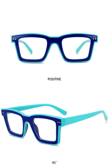 55599 New Fashion Men Brand Designer Glasses for Ladies Anti Blue Retro Square Punk Frame Clear Computer Purple Eyeglasses