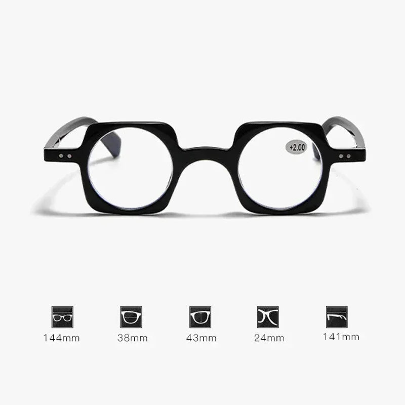 Retro anti-blue light reading glasses for men and women, fashionable square hyperopia glasses, fashionable reading glasses