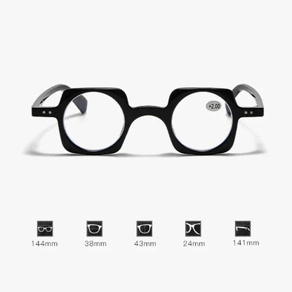 Retro anti-blue light reading glasses for men and women, fashionable square hyperopia glasses, fashionable reading glasses