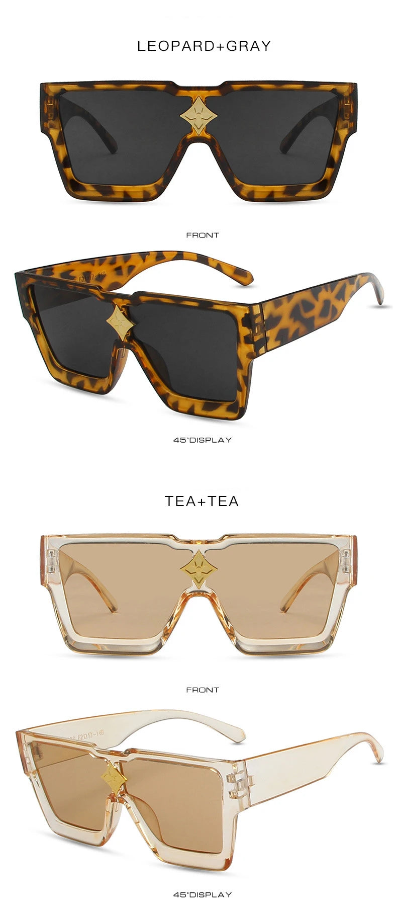 Retro Millionaire Sunglasses for Women Men Vintage Fashion Flat Top Thick Frame Square Sun Glasses Punk Rock Hip Hop Style