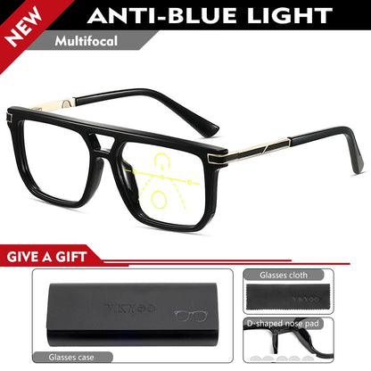 VICKI Mature Man's Double-barreled High-end TR Glasses - Customizable Prescription - Anti-blue Light Glasses Multifocal 84003