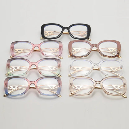 Luxury Brand Oversized Square Reading Glasses Women Triangle heart Temple Eyeglasses Blue Light Blocking Clear Computer Glasses