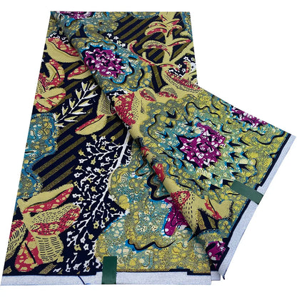 African Wax Prints Fabric Golden Wax Fabric High Quality Ankara Fabric for Party Dress New Grand Super 100% Cotton Y15, 6Yards