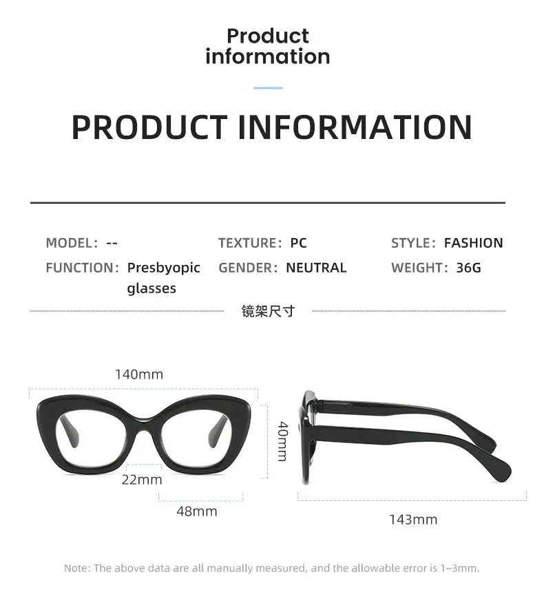 Vintage Finished Presbyopia Glasses Unisex Women Men's Anti Blue Light Farsighted Eyewear Optical Prescription Reading Glasses