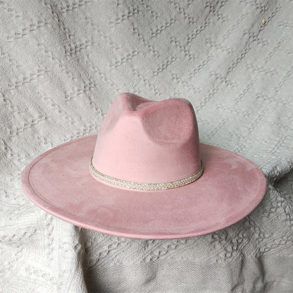Colorful Suede Wide Brim Felt Fedoras Women's Hat Men's Church Jazz Hat Denim Hat Panama шляпа женская летняя 2024