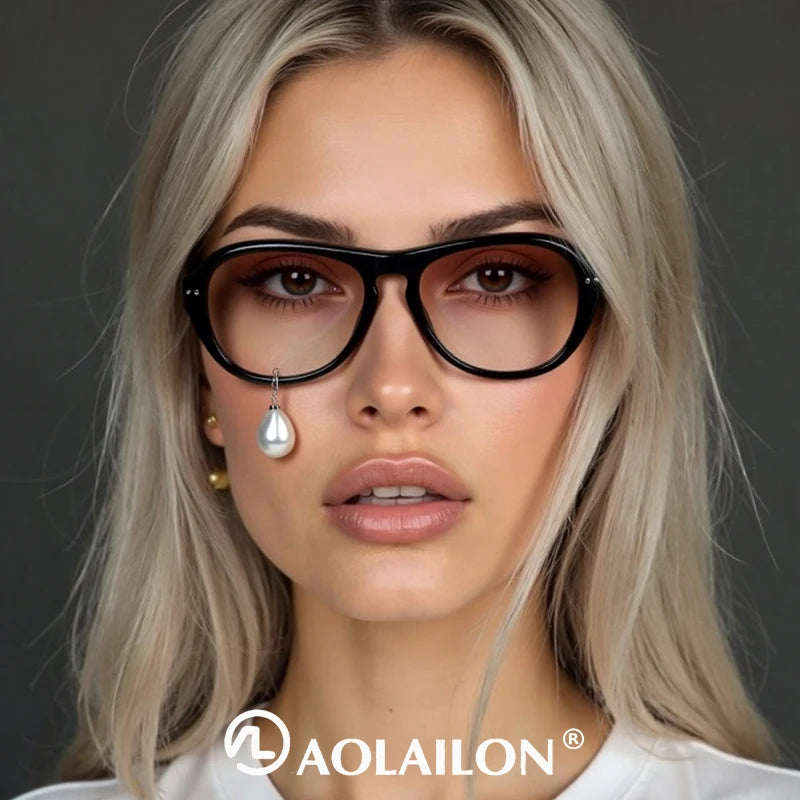 Pearl Diamond  DIY Tear Sunglasses for Women Small Frame Cat Eye Fashion Forward Mermaid Tear Aviator Eyewear