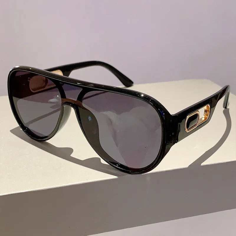 QVQV Trendy Oversized One Piece Sunglasses Women Summer Fashion Thick Frame Pilot Sun Glasses Luxury Brand Outdoor Y2K Shades