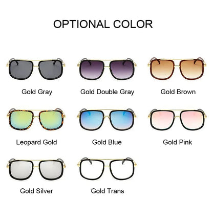 Classic Brand Designer Flat Top Mirror Sun Glasses Square Gold Male Female Superstar Oversized Men Sunglasses Women Glasses