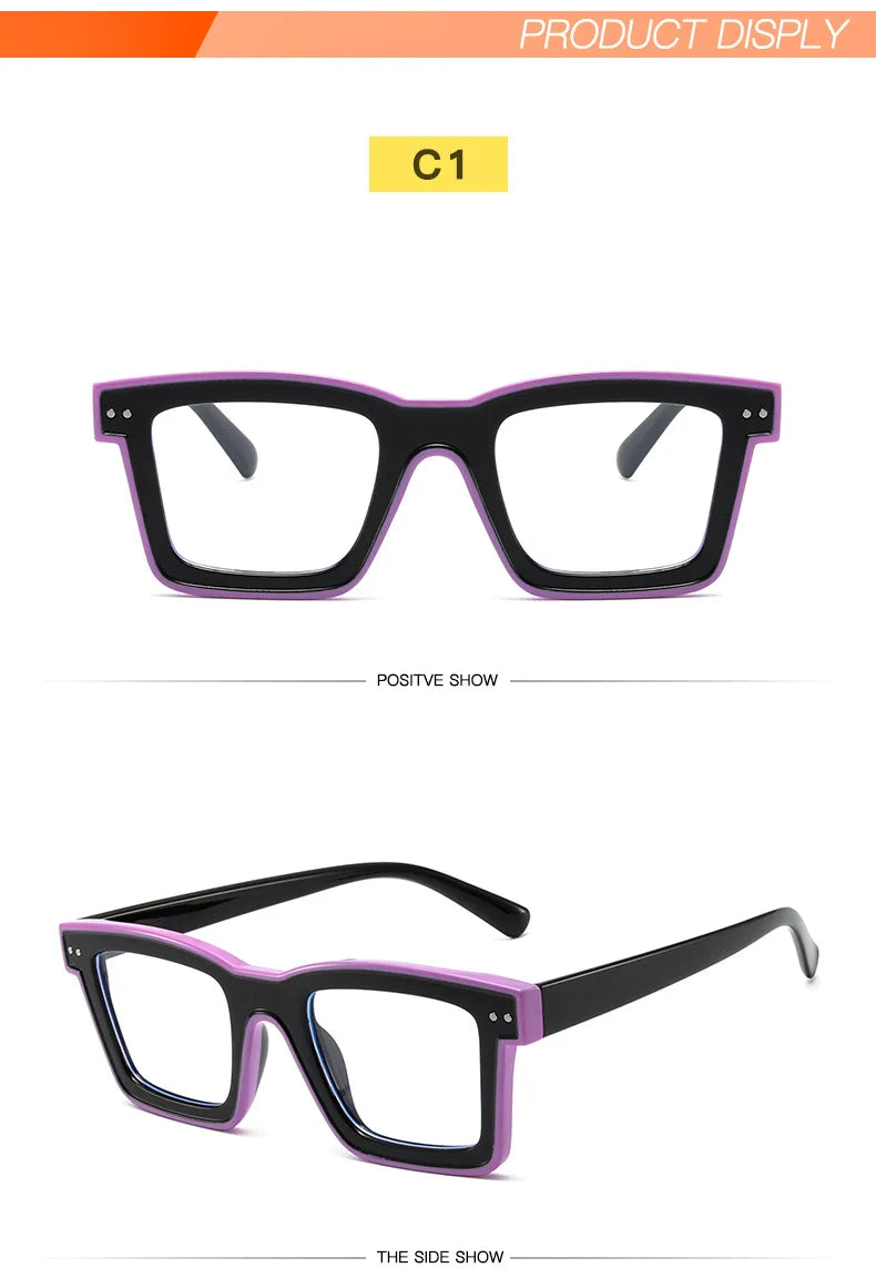Retro Square Anti Blue Light Optical Glasses Frames Men Fashion Computer Prescription Eyeglasses Women TR90 Reading Glasses +2.5