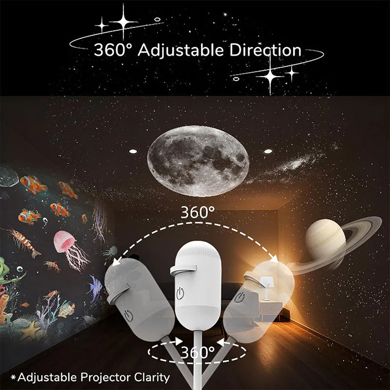 Mini Starry Sky Projector Lamp Usb Portable Galaxy Night Light For Bedroom Sleep Atmosphere Decor Gift