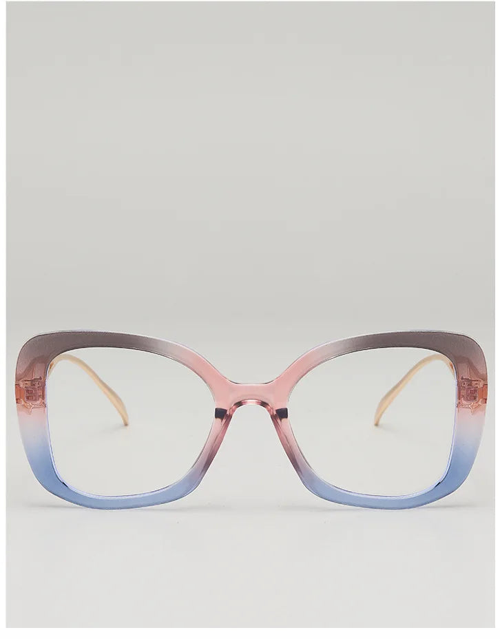 Luxury Brand Oversized Square Reading Glasses Women Triangle heart Temple Eyeglasses Blue Light Blocking Clear Computer Glasses