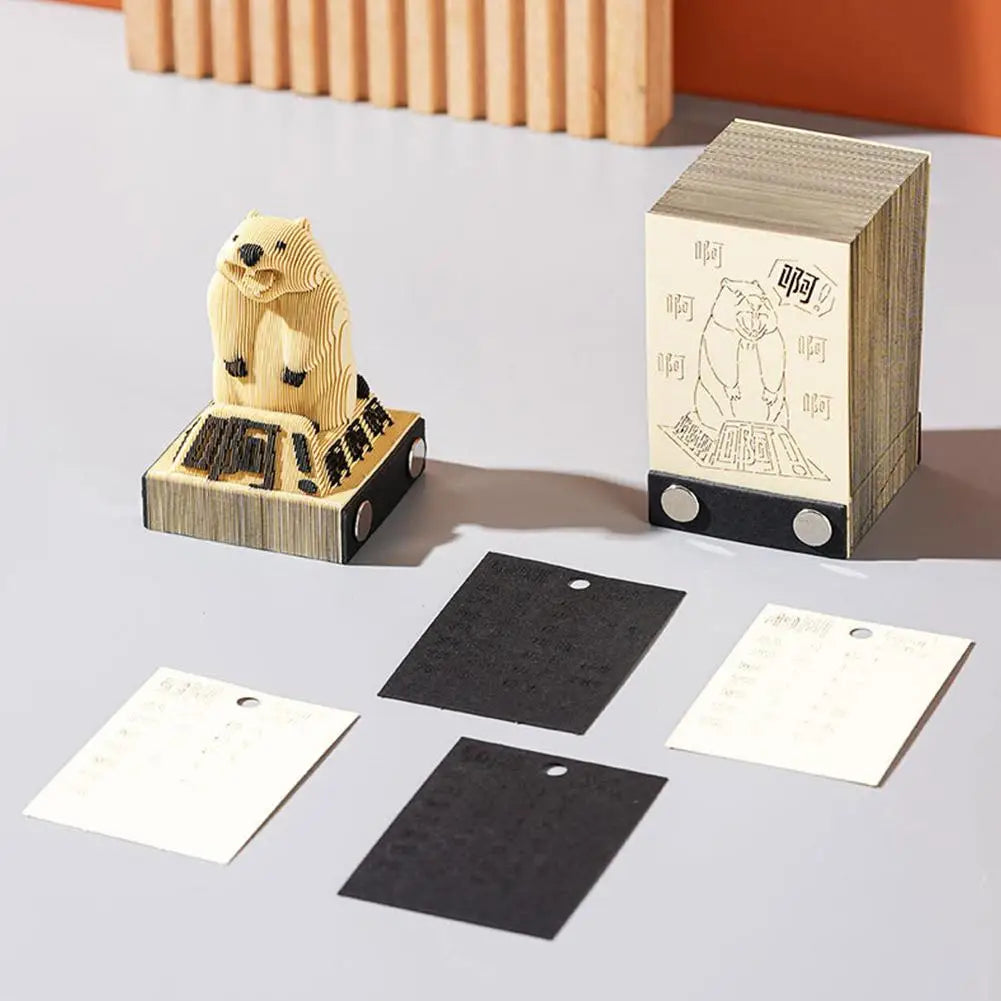 2026 Year Calendar Creative 3D Paper Notes Notepad Gift Carving Bunny Bear Calendar Paper House Shark Art Cute Sculpture C9O7