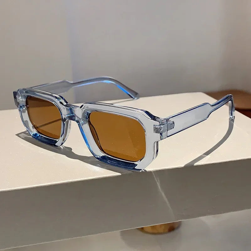 JNPCXI Fashion Blue Square Sunglasses For Women Men Retro Luxury Designer Clear Lens Sun Glasses Shades UV400 Eyeglasses
