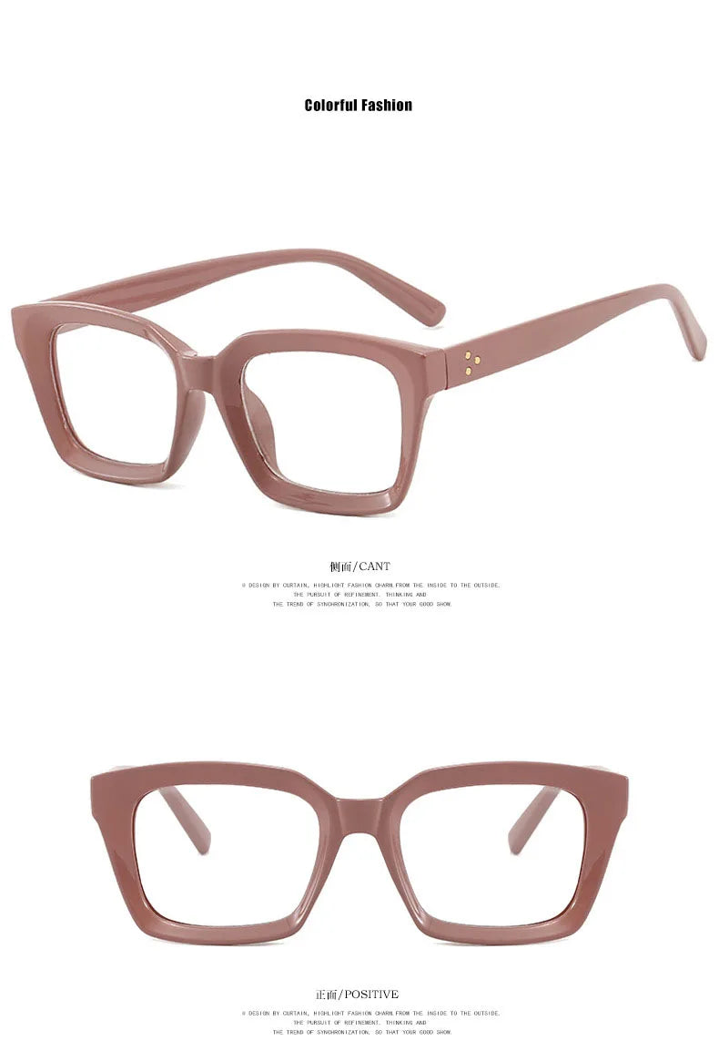 Retra Square Concave Frame Clear Lens Glasses Ultra Light Myopia Nerd Spectacles Degree 0 -0.5 -1.0 -2.0 -3.0 -4.0 to -6.0