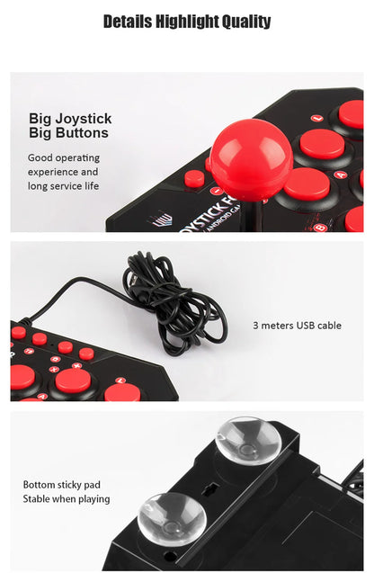GAMINJA 4-in 1Game Joystick With 3M USB Cable TURBO Games Console Rocker Arcade Station For Nintendo Switch Android TV PS3 PC