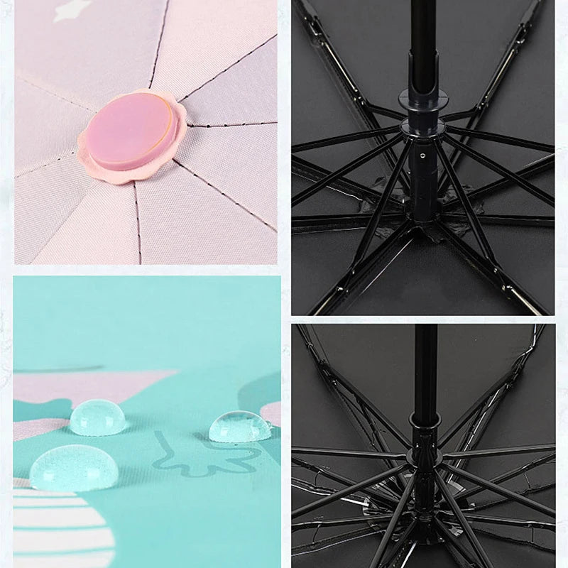 Automatic umbrella Cute dinosaur automatic children umbrella Sunshade Thickening and Durable Travel folding automatic umbrella