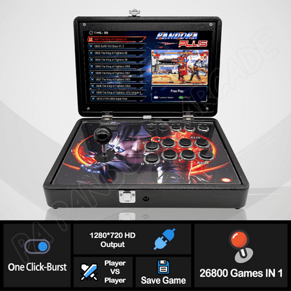 14-Inch Pandora Console Folding Portable Arcade Console Pandora DX Plus Box 26800 in 1 720P HD Screen Mini Arcade Moonlight