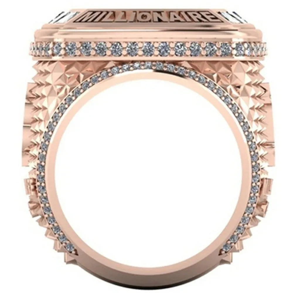 Luxurious Bitcoin Commemorative Ring Creative Metal Punk Hip-hop Rock Trend Men's and Women's Ring Party Light Luxury Gift