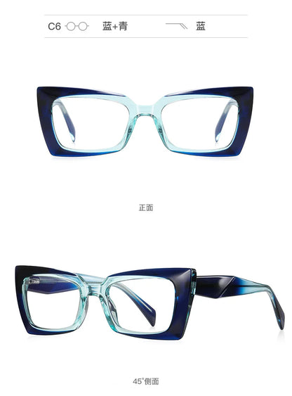 56875 Fashion Rectangle Anti-Blue Spectacle Frame Anti-Fatigue Computer Eyewear Frame for Women Gradient Eyeglasses