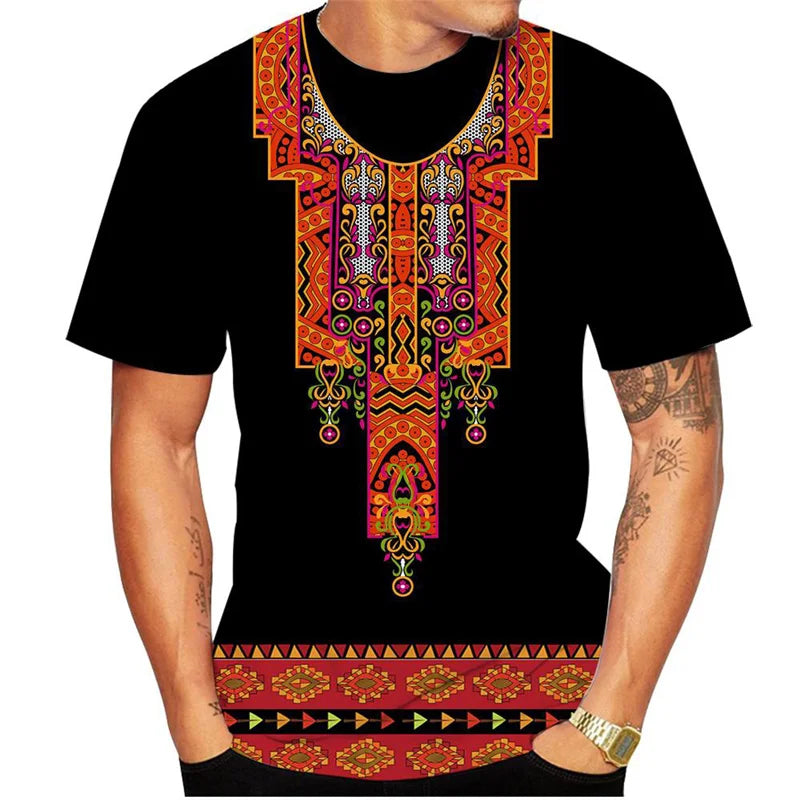 Africa Dashiki Pattern T Shirt For Men African Ethnic 3D Printed Tees Summer Casual O-Neck Tops Unisex T-Shirts Short Sleeves